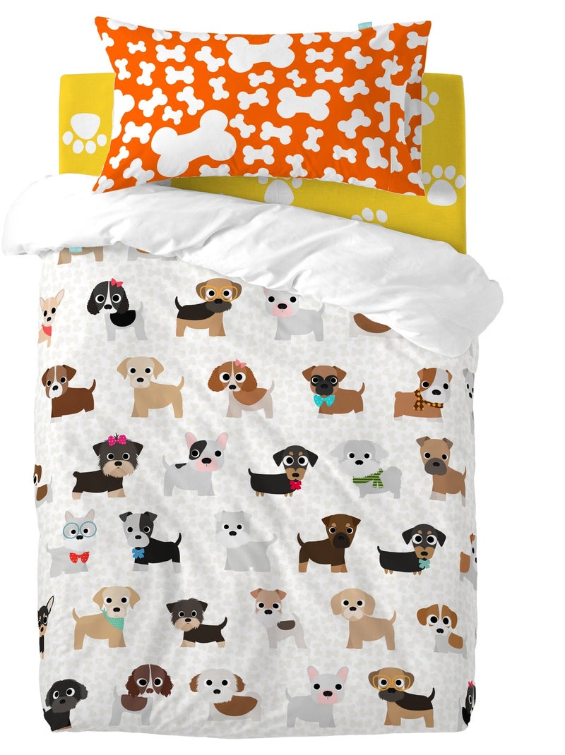 Parure housse de couette 2 pièces dogs berceau "happyfriday" Multicolore - Kiabi