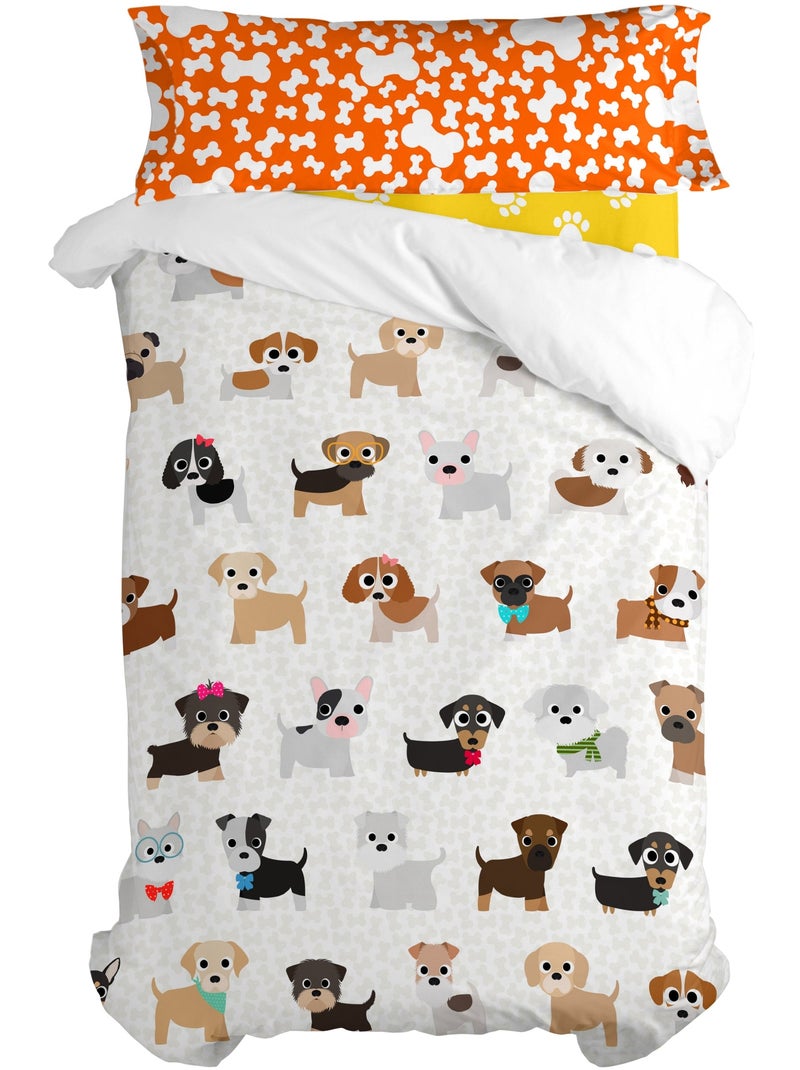 Parure housse de couette 2 pièces Dogs "Happyfriday" Blanc - Kiabi