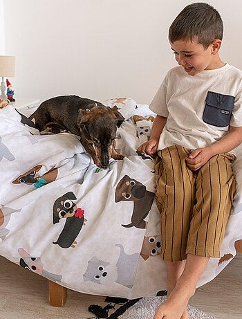 Parure housse de couette 2 pièces Dogs "Happyfriday