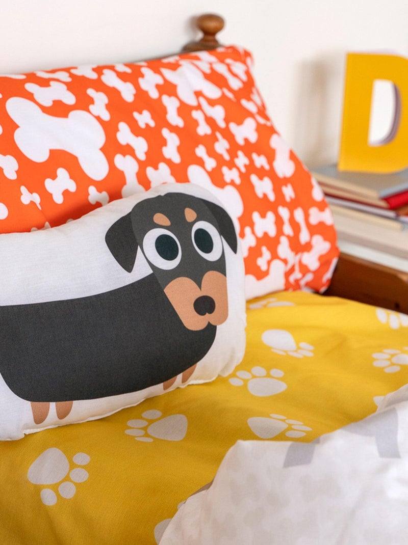 Parure housse de couette 2 pièces Dogs "Happyfriday" Gris Marron - Kiabi