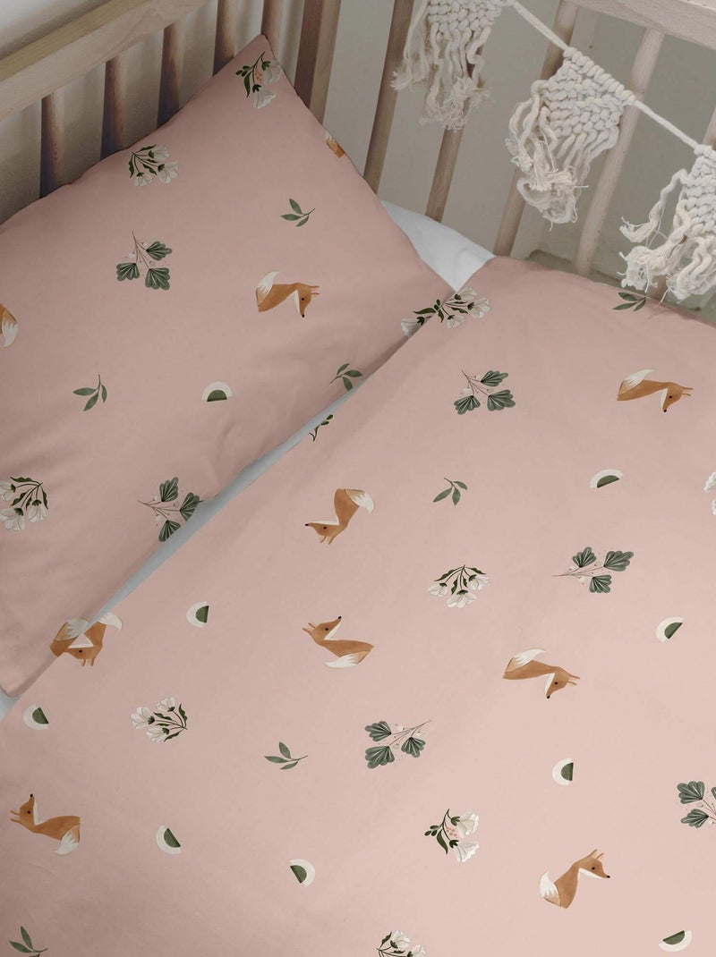 Parure housse de couette 2 pièces Fox forest "Happyfriday" Blanc - Kiabi