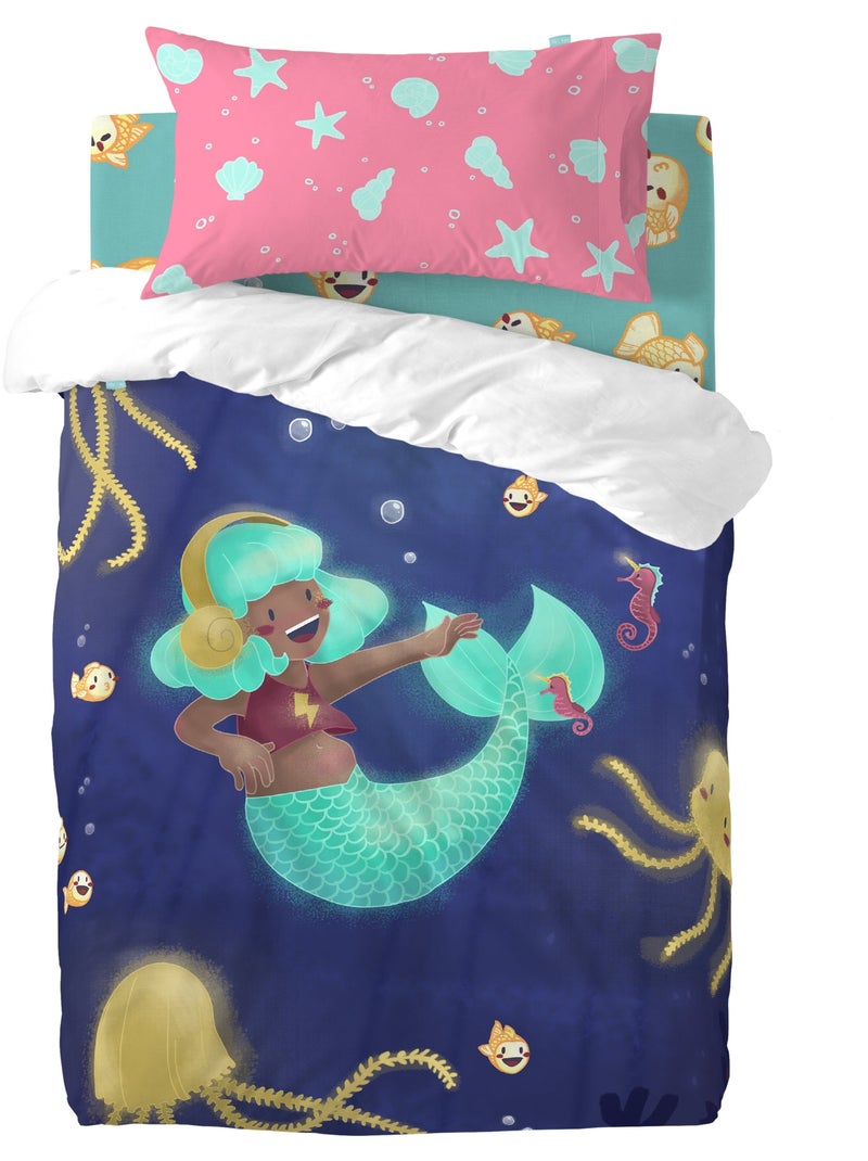 Parure housse de couette 2 pièces Happy mermaid "Happyfriday" Multicolore - Kiabi