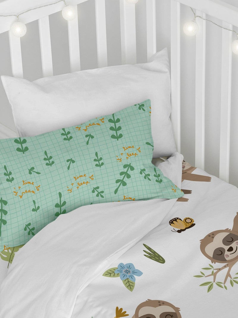 Parure housse de couette 2 pièces Happy sloth Lit Bébé "Happyfriday" Blanc - Kiabi