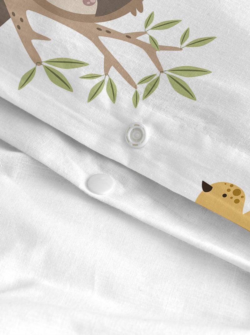 Parure housse de couette 2 pièces Happy sloth Lit Bébé "Happyfriday" Blanc - Kiabi