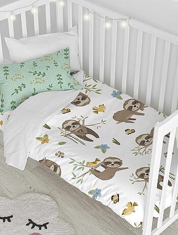 Parure housse de couette 2 pièces happy sloth lit bébé "happyfriday