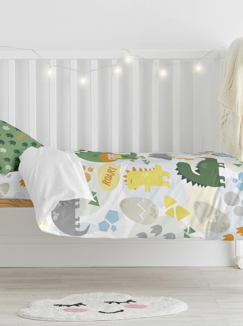 Parure housse de couette 2 pièces Happydino Lit Bébé "Happyfriday" Multicolore - Kiabi