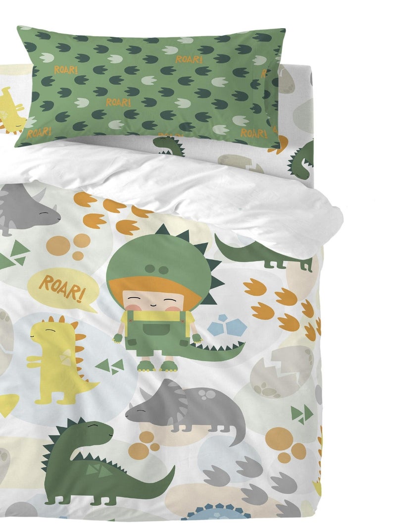 Parure housse de couette 2 pièces Happydino Lit Bébé "Happyfriday" Multicolore - Kiabi