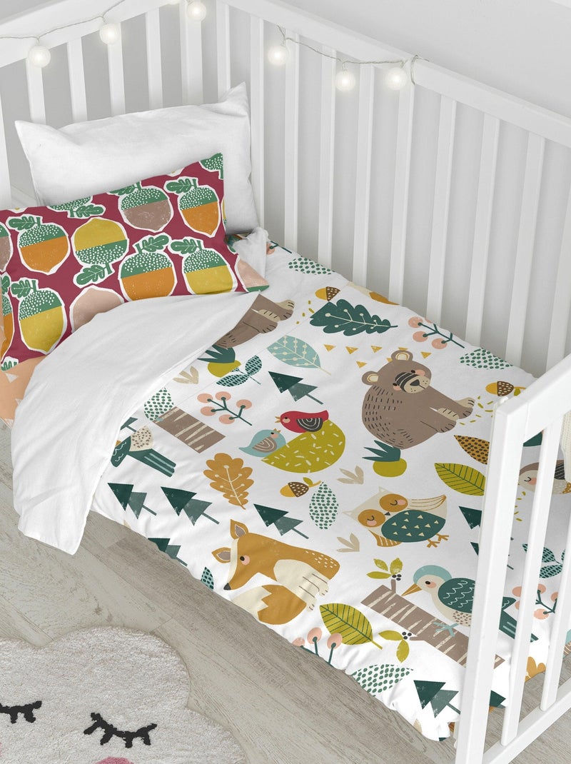 Parure housse de couette 2 pièces Harvestwood Lit Bébé "Happyfriday" Blanc Jaune - Kiabi