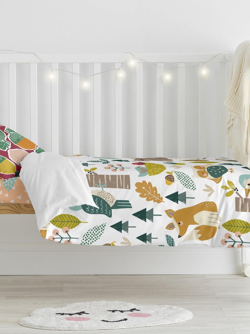 Parure housse de couette 2 pièces Harvestwood Lit Bébé "Happyfriday" Blanc Jaune - Kiabi