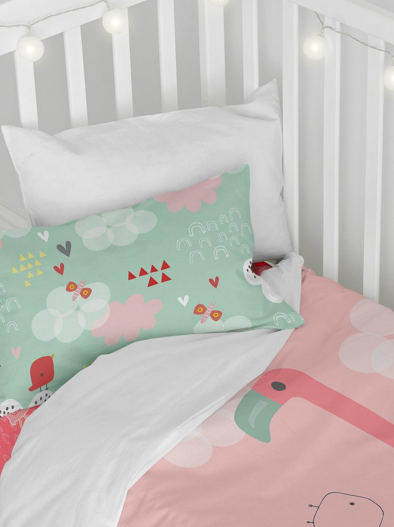 Parure housse de couette 2 pièces Hola Berceau "Happyfriday" Rose - Kiabi