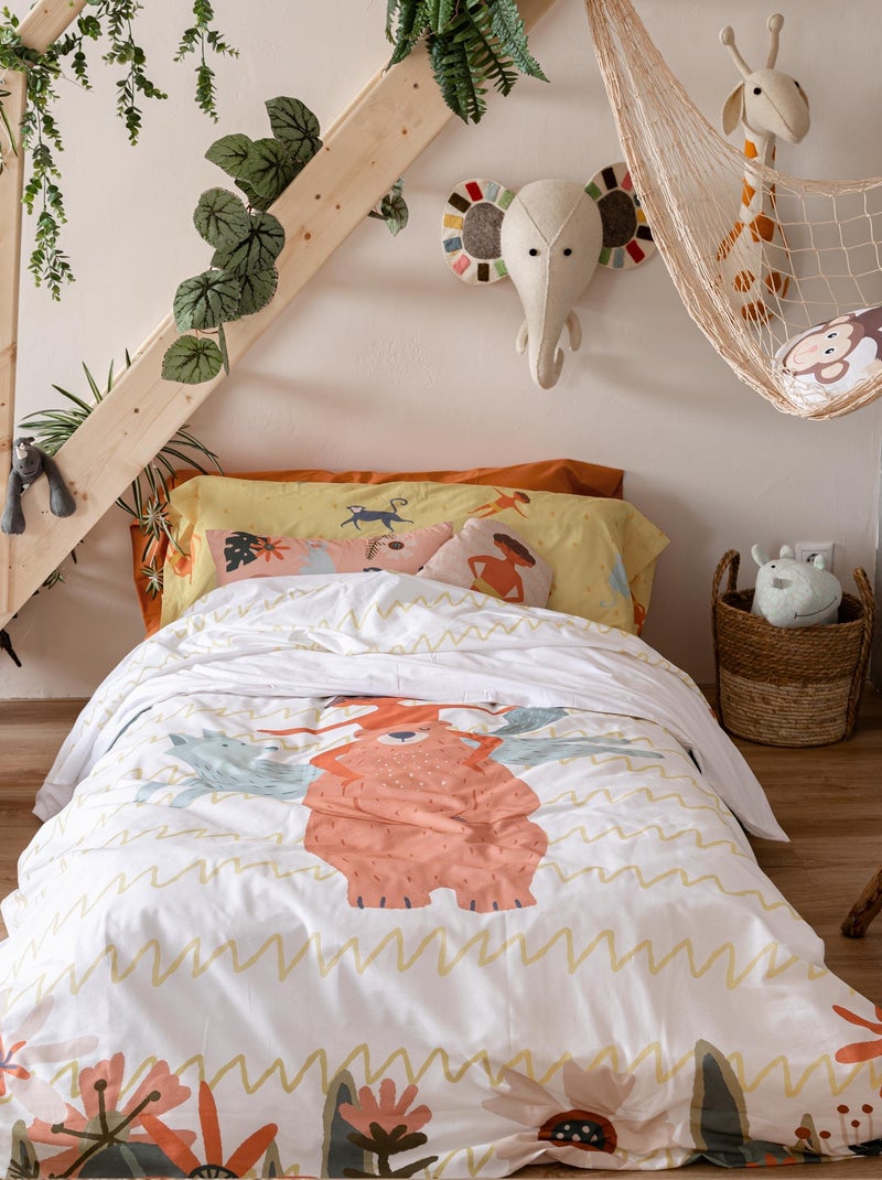 Parure housse de couette 2 pièces Jungle life "Happyfriday" Blanc - Kiabi