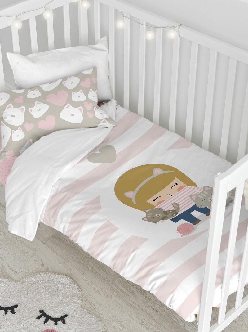 Parure housse de couette 2 pièces Kitty Lit Bébé "Happyfriday" Multicolore - Kiabi