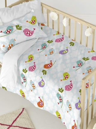 Parure housse de couette 2 pièces Little birds Berceau "Happyfriday"