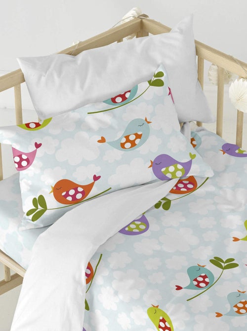 Parure housse de couette 2 pièces Little birds Berceau "Happyfriday" - Kiabi