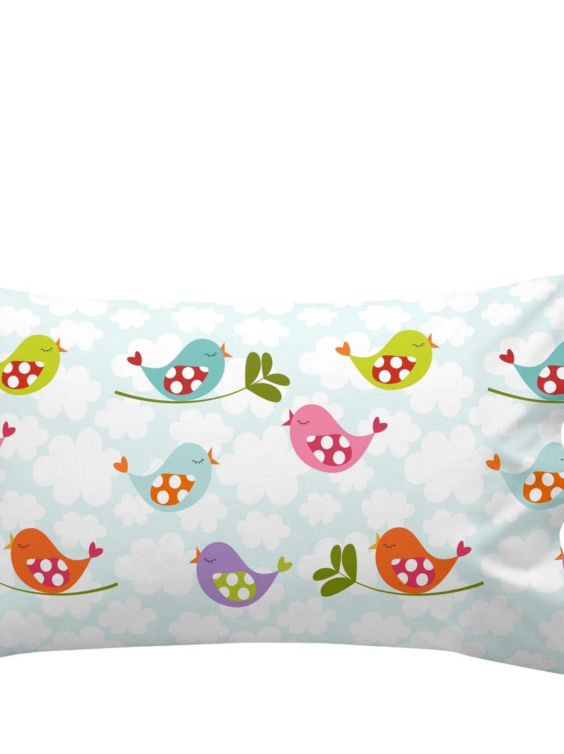 Parure housse de couette 2 pièces Little birds Berceau "Happyfriday" Bleu Rose - Kiabi