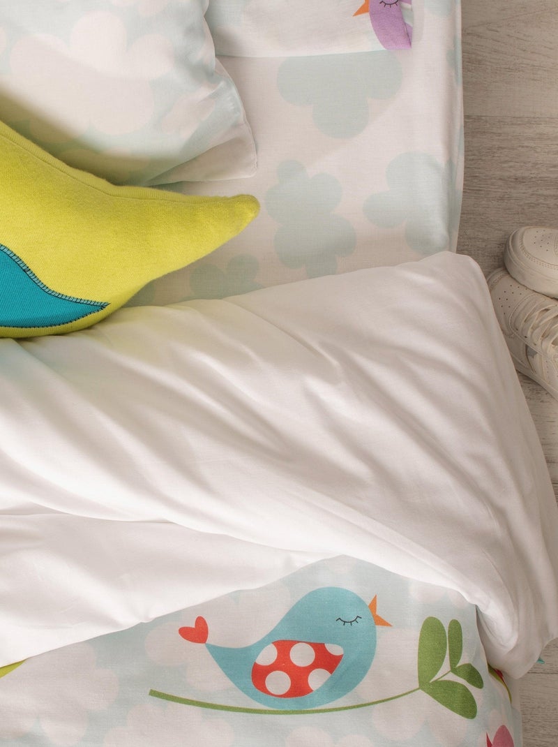 Parure housse de couette 2 pièces Little birds "Happyfriday" Bleu Rose - Kiabi