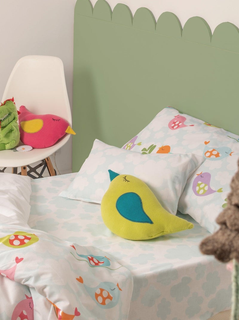 Parure housse de couette 2 pièces Little birds "Happyfriday" Bleu Rose - Kiabi