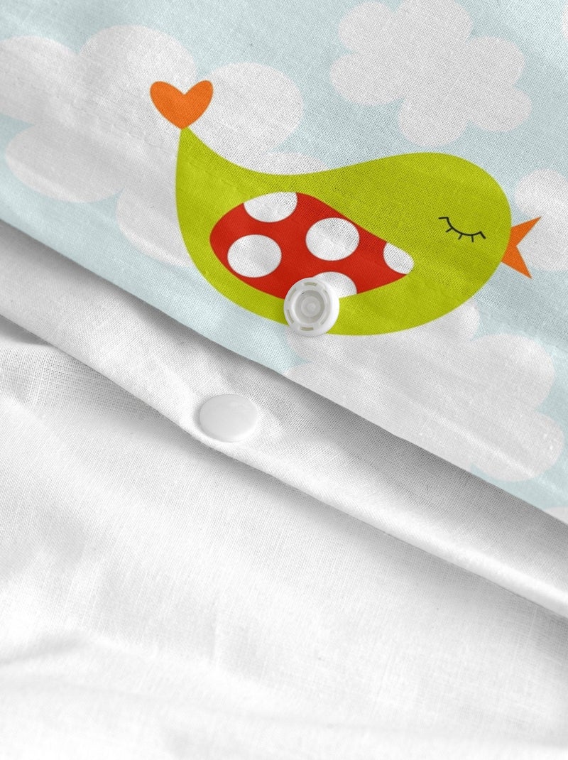 Parure housse de couette 2 pièces Little birds "Happyfriday" Bleu Rose - Kiabi