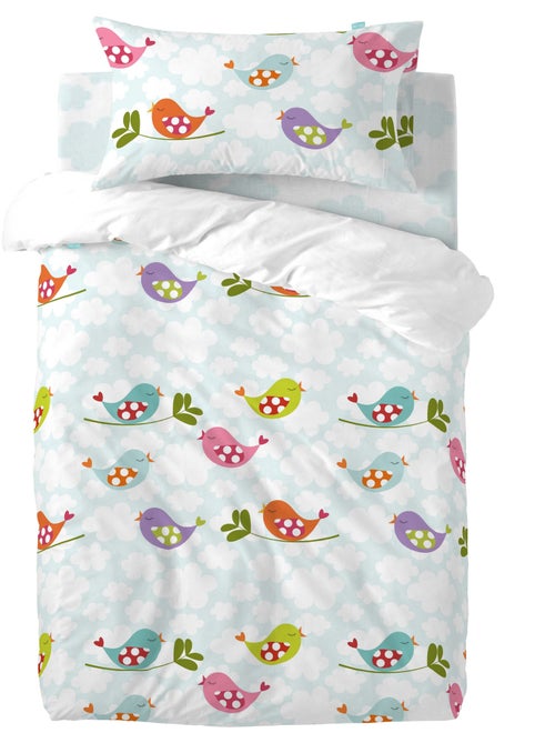 Parure housse de couette 2 pièces Little birds Lit Bébé "Happyfriday" - Kiabi