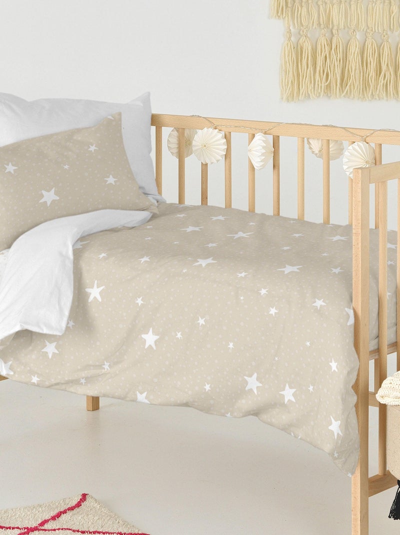 Parure housse de couette 2 pièces Little star Lit Bébé "Happyfriday" Beige - Kiabi