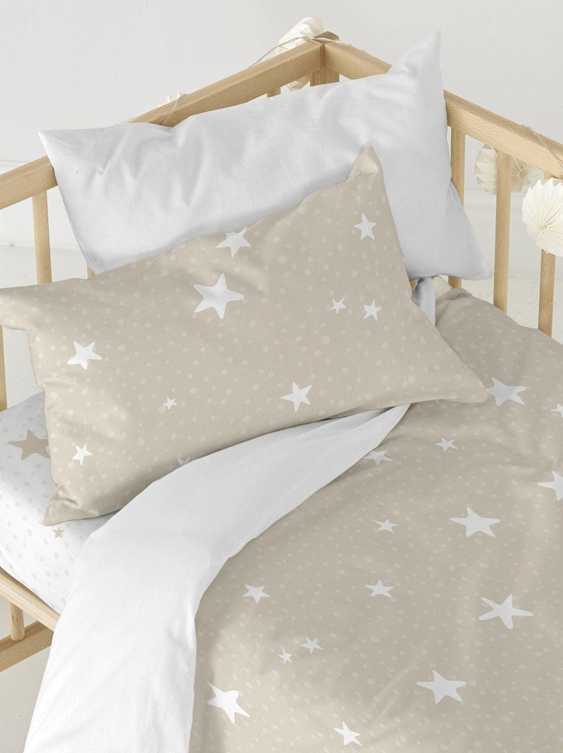 Parure housse de couette 2 pièces Little star Lit Bébé "Happyfriday" Beige - Kiabi