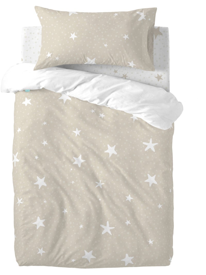 Parure housse de couette 2 pièces Little star Lit Bébé "Happyfriday" Beige - Kiabi