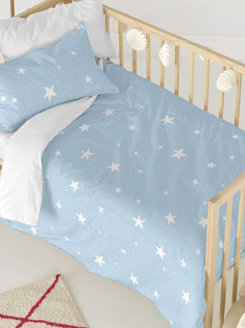 Parure housse de couette 2 pièces Little star Lit Bébé "Happyfriday" Bleu - Kiabi