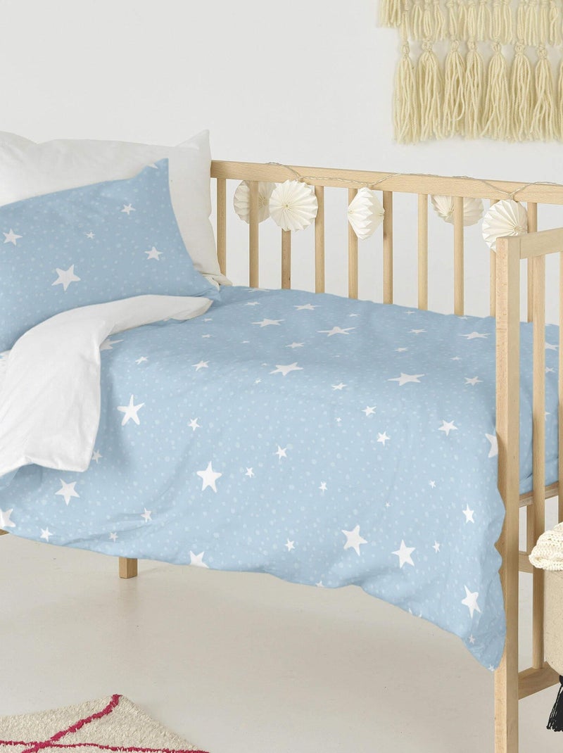 Parure housse de couette 2 pièces Little star Lit Bébé "Happyfriday" Bleu - Kiabi