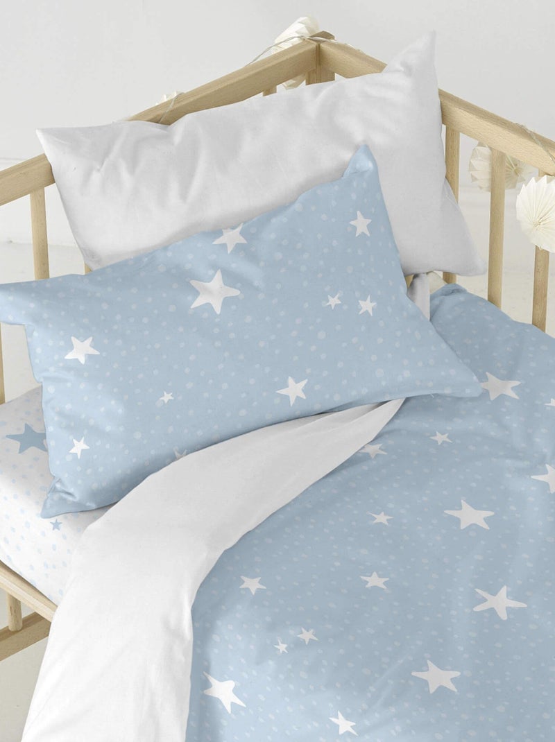 Parure housse de couette 2 pièces Little star Lit Bébé "Happyfriday" Bleu - Kiabi