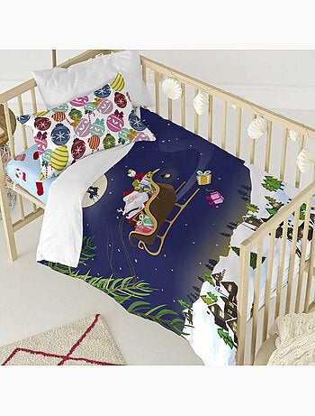 Parure housse de couette 2 pièces Merry christmas Lit Bébé "Happyfriday