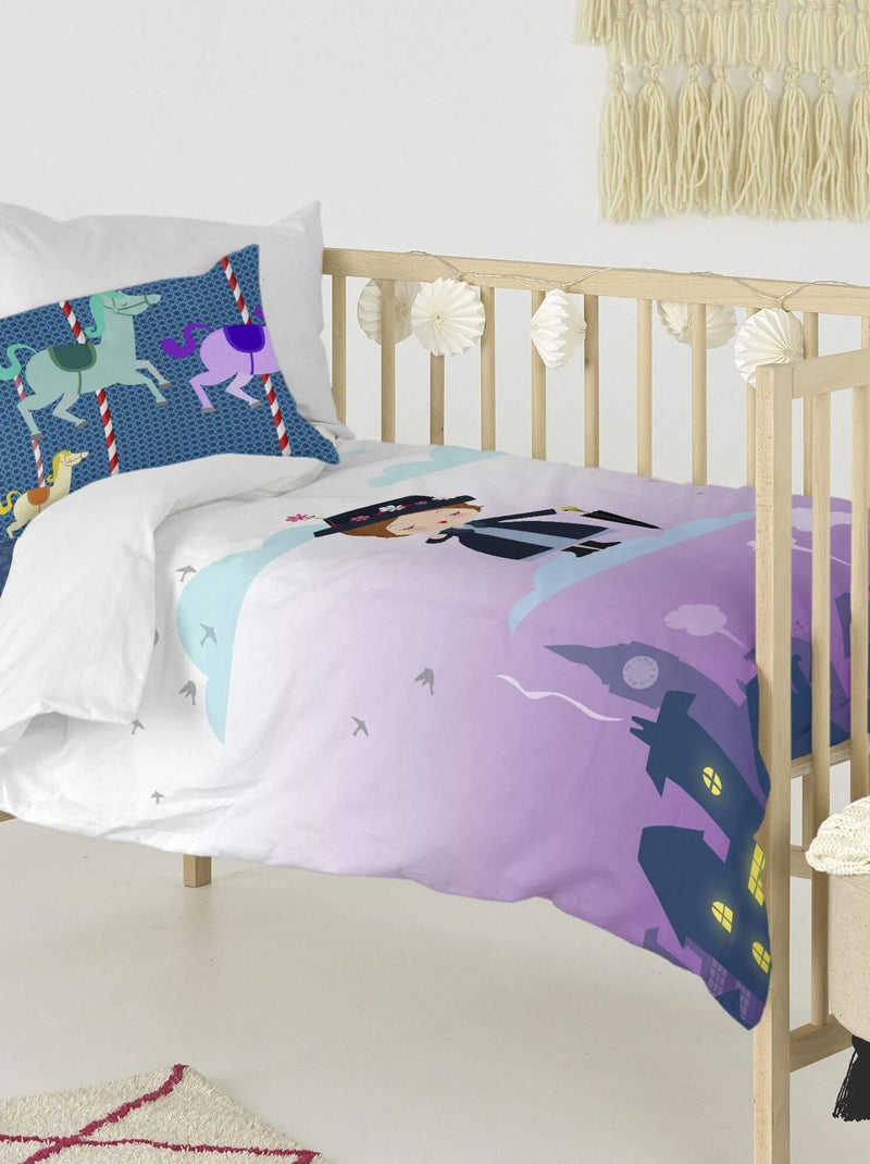 Parure housse de couette 2 pièces Nanny Lit Bébé "Happyfriday" Bleu Violet - Kiabi