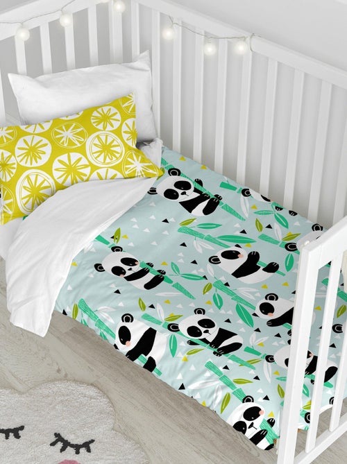Parure housse de couette 2 pièces Panda garden blue "Happyfriday" - Kiabi