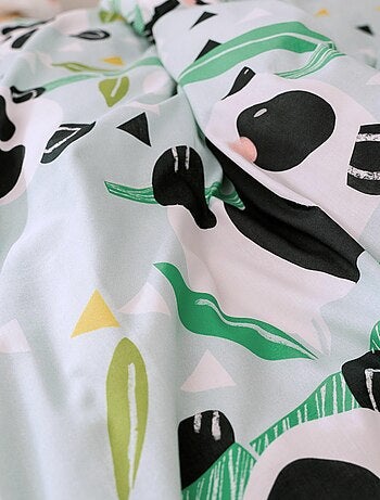 Parure housse de couette 2 pièces Panda garden blue "Happyfriday