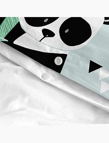 Parure housse de couette 2 pièces Panda garden blue "Happyfriday