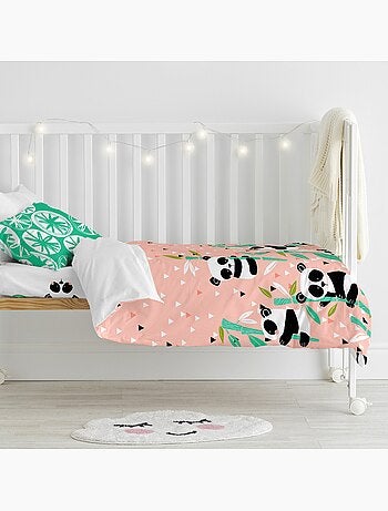 Parure housse de couette 2 pièces panda garden "happyfriday