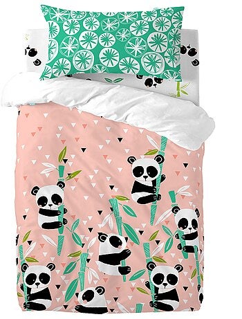 Parure housse de couette 2 pièces panda garden "happyfriday