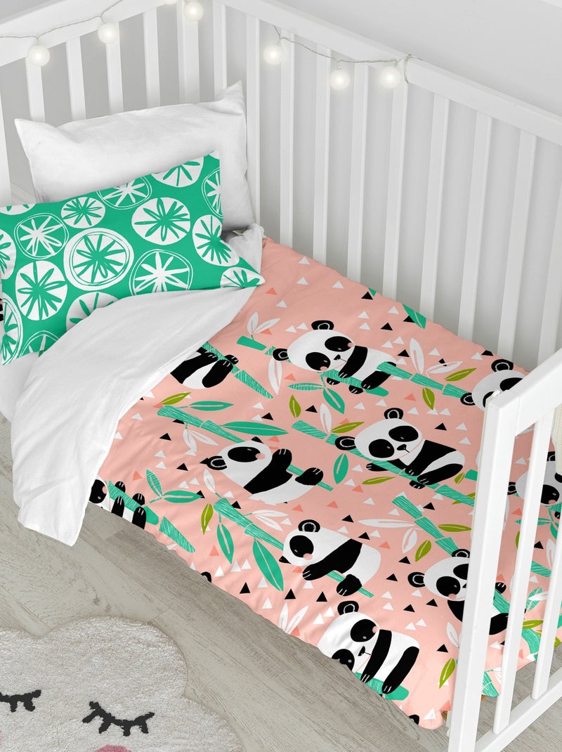 Parure housse de couette 2 pièces Panda garden "Happyfriday" Rose - Kiabi