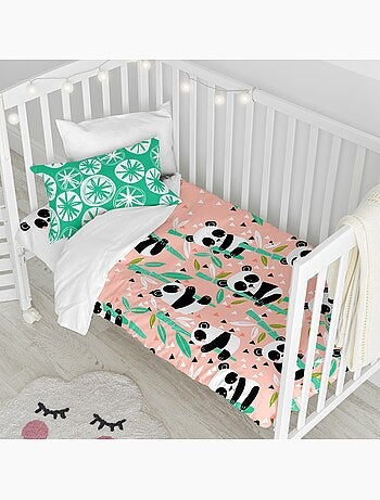Parure housse de couette 2 pièces Panda garden Lit Bébé "Happyfriday