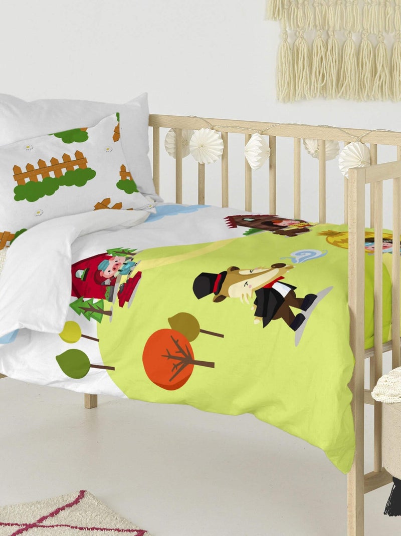 Parure housse de couette 2 pièces Piggys Berceau "Happyfriday" Jaune - Kiabi