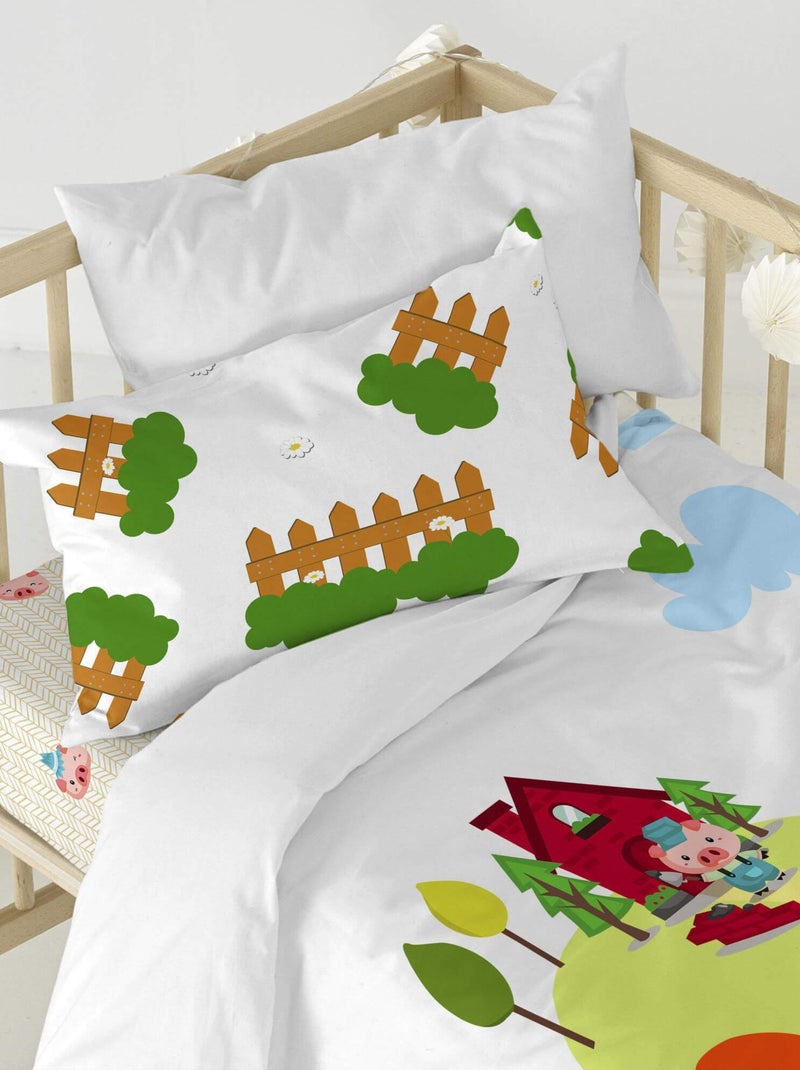Parure housse de couette 2 pièces Piggys Berceau "Happyfriday" Jaune - Kiabi
