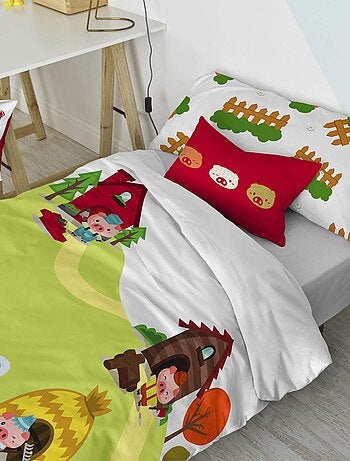 Parure housse de couette 2 pièces Piggys "Happyfriday