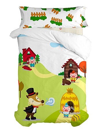 Parure housse de couette 2 pièces Piggys "Happyfriday