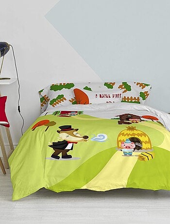 Parure housse de couette 2 pièces Piggys "Happyfriday