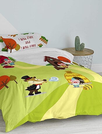 Parure housse de couette 2 pièces Piggys "Happyfriday