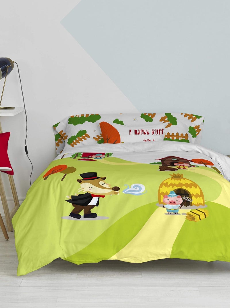 Parure housse de couette 2 pièces Piggys "Happyfriday" Jaune - Kiabi