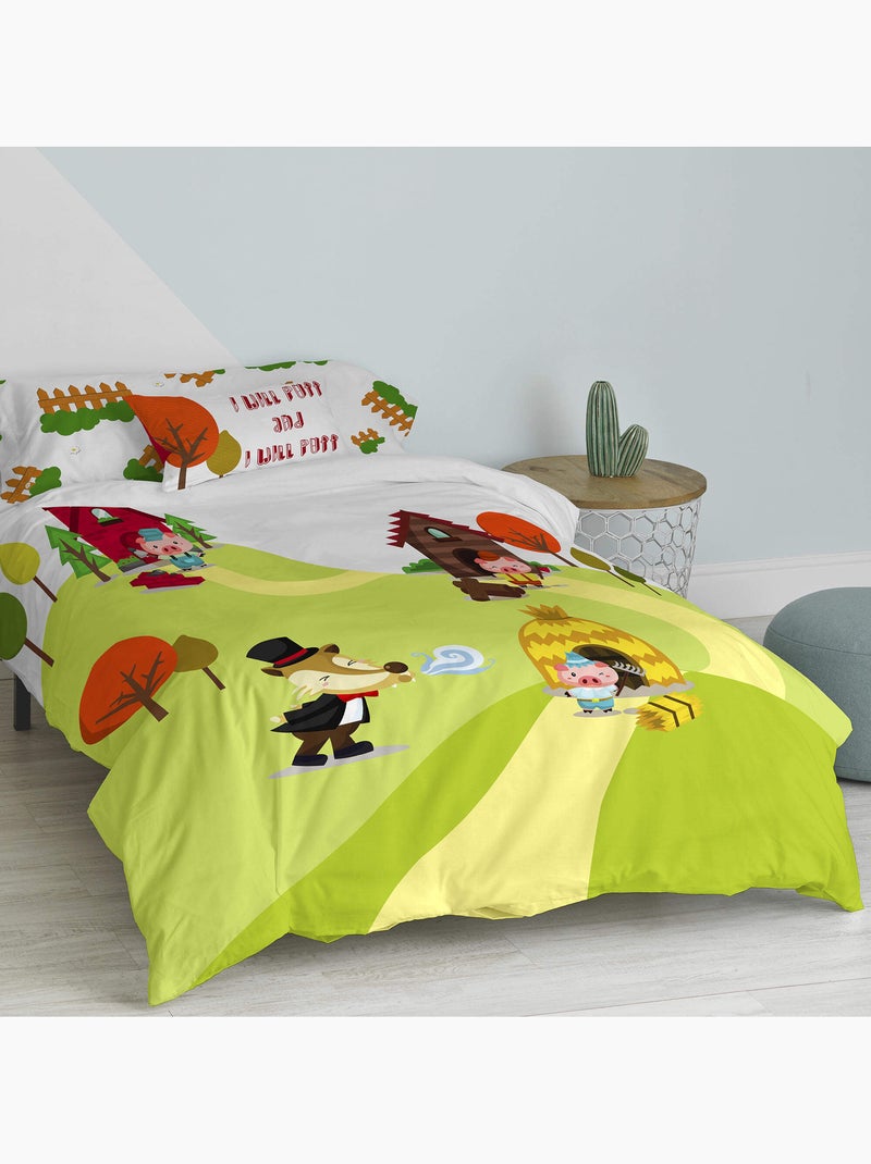 Parure housse de couette 2 pièces Piggys "Happyfriday" Multicolore - Kiabi