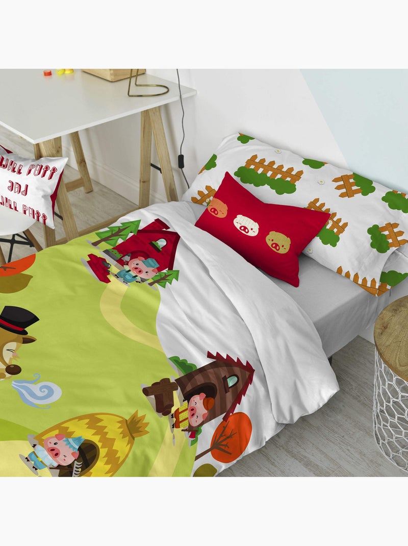 Parure housse de couette 2 pièces Piggys "Happyfriday" Multicolore - Kiabi