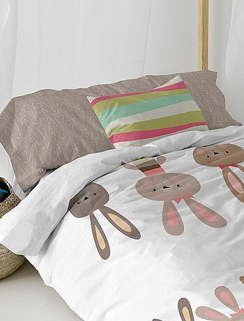 Parure housse de couette 2 pièces Rabbit family "Happyfriday