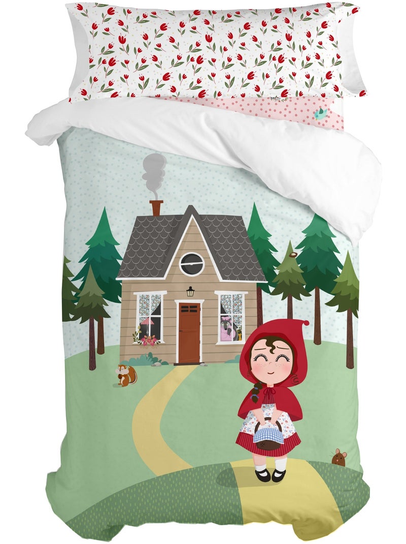 Parure housse de couette 2 pièces Red riding hood "Happyfriday" Multicolore - Kiabi