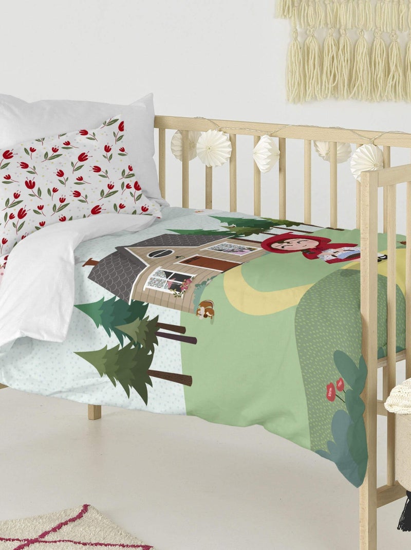 Parure housse de couette 2 pièces Red riding hood Lit Bébé "Happyfriday" Bleu Rouge - Kiabi